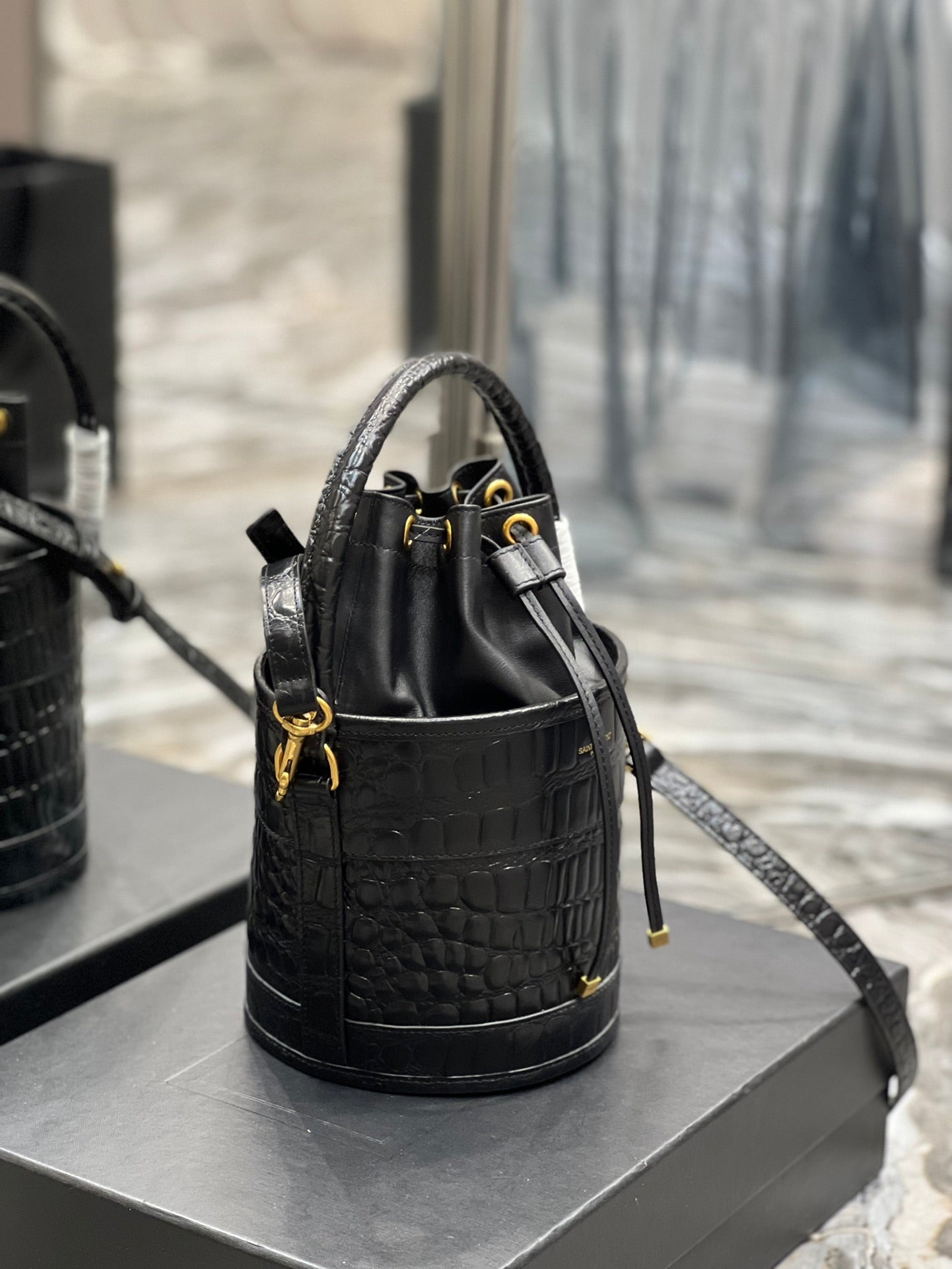 YSSL Bahia Small Bucket Bag Black For Women 10in/25cm YSL 6867332US3W1000