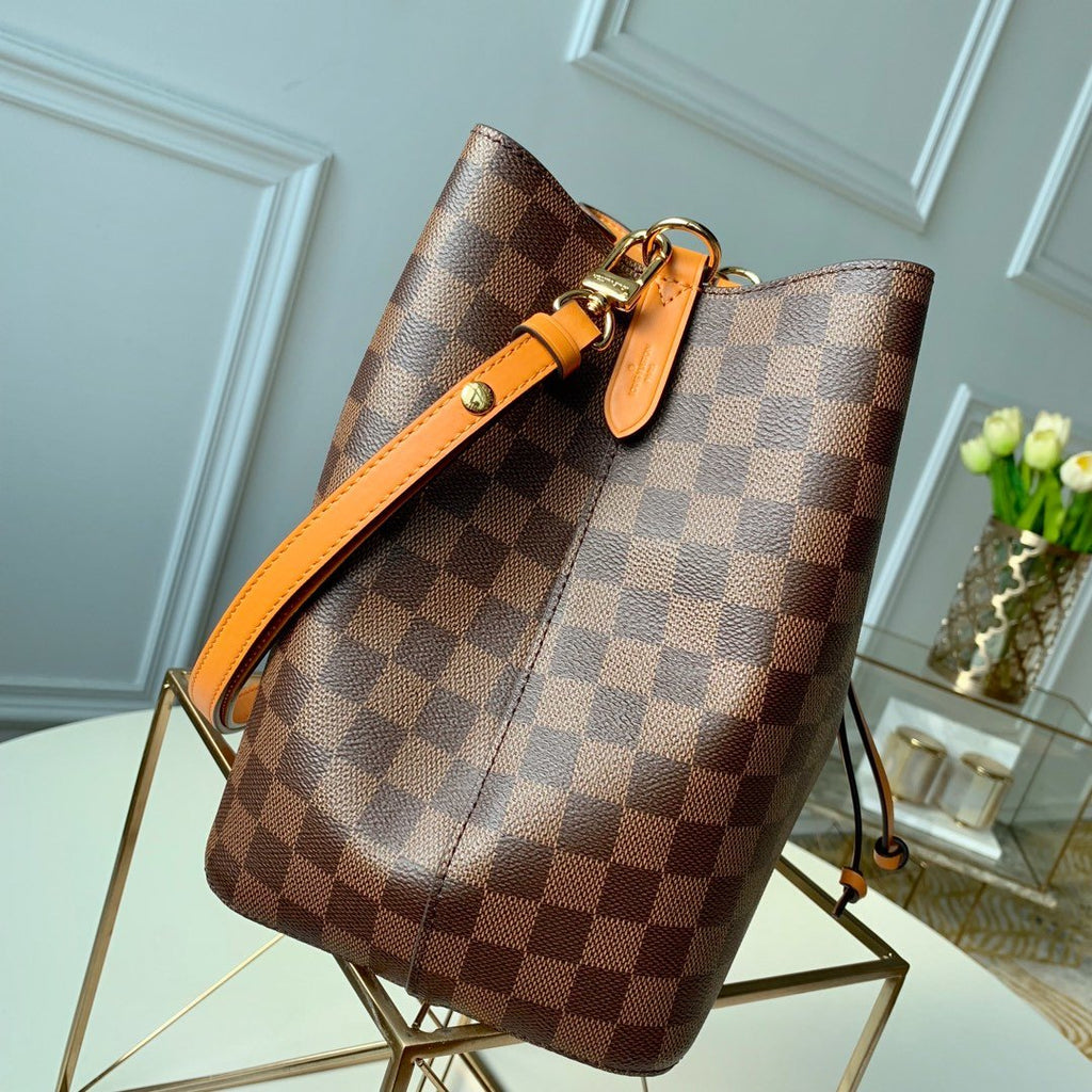 Louis Vuitton NeoNoe MM Bucket Bag Damier Ebene Canvas Safran Yellow For Women,  Shoulder And Crossbody Bags 10.2in/26cm Louis Vuitton N40213