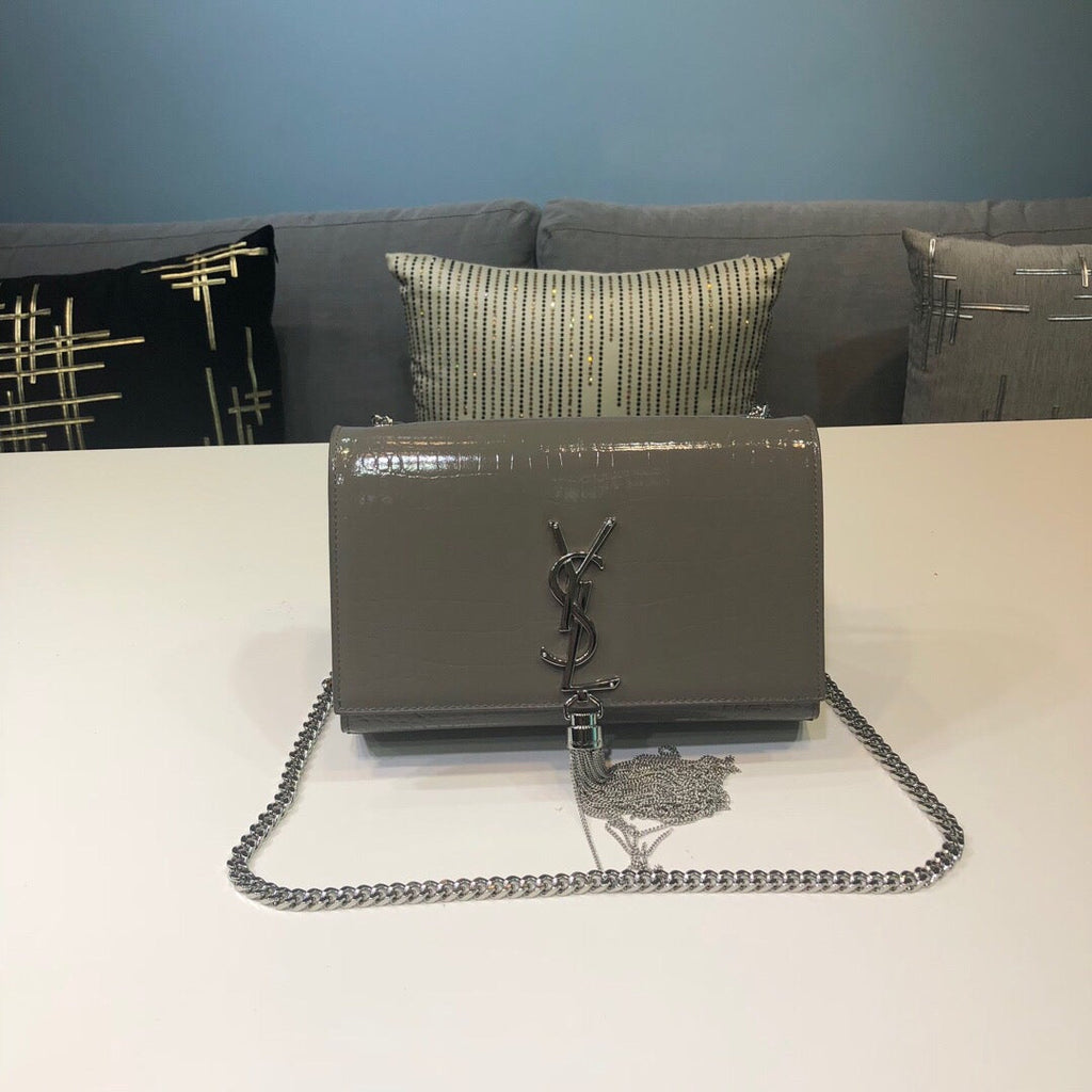 Top Quality Kate Small Chain Bag With Tassel In Embossed Green For Women 7.8in/20cm YSLÂ 