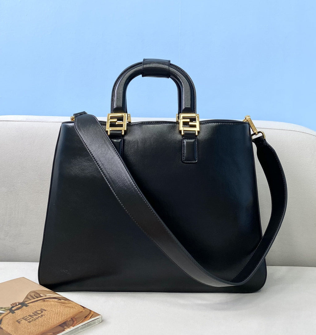FI MeGLAMIum FF Tote Shoulder Black Bag For Woman 38cm/15in