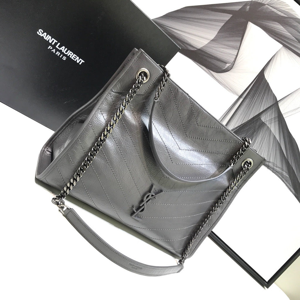 YSSL Niki Medium Shopping Bag Gray For Women 12in/32cm YSL 577999