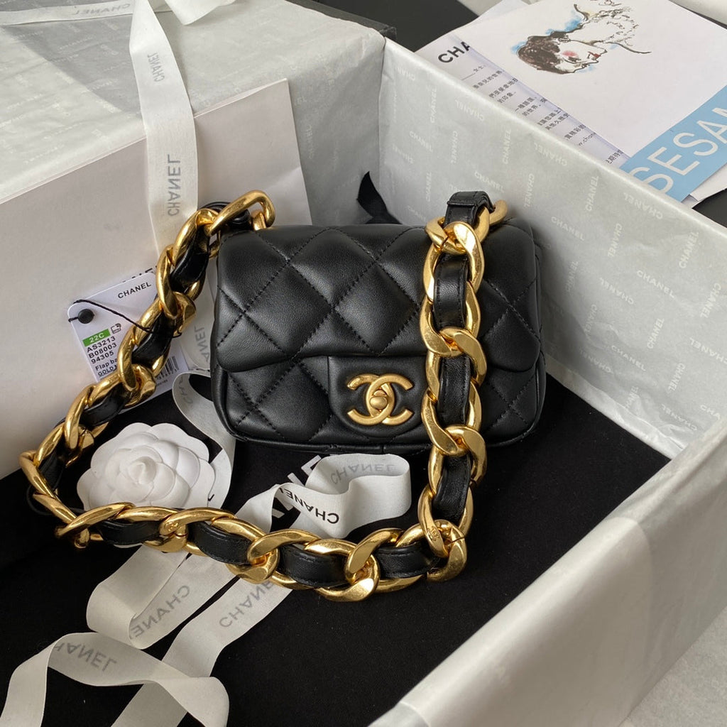 ChanelMini GlamIap Bag Black For Women Bags Shoulder And Crossbody Bags 6.6in/17cm AS3213