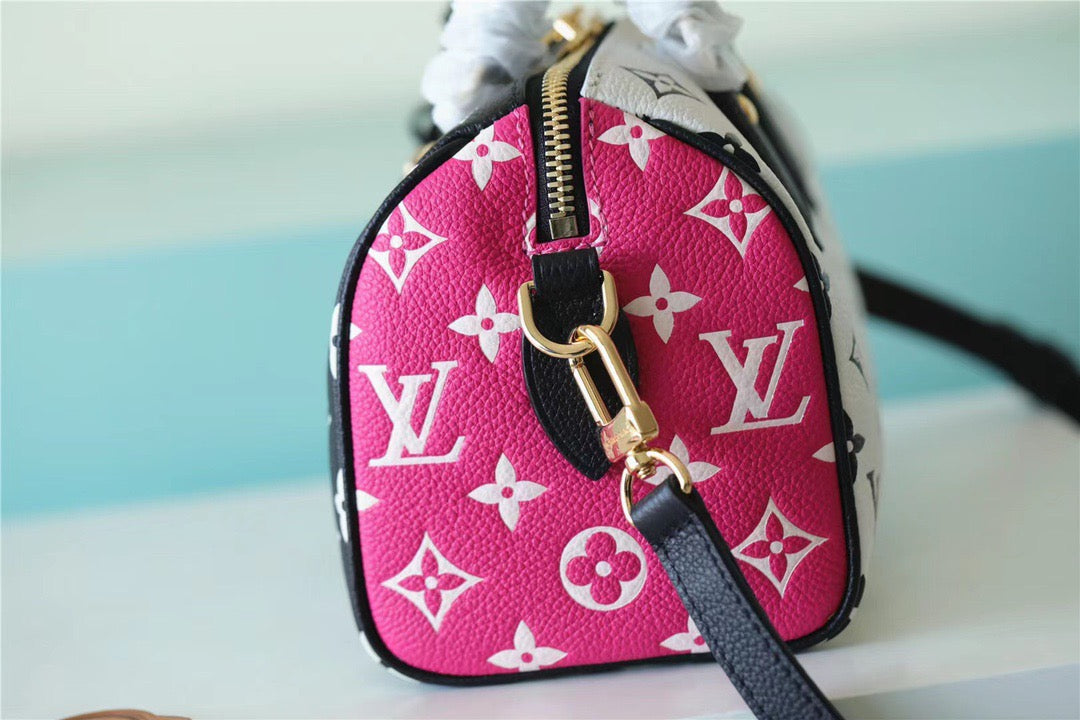 Louis Vuitton Speedy Bandouliere 20 Monogram Empreinte Black / White / Pink For Women,  Shoulder And Crossbody Bags 20.5cm/8.1in Louis Vuitton M46088