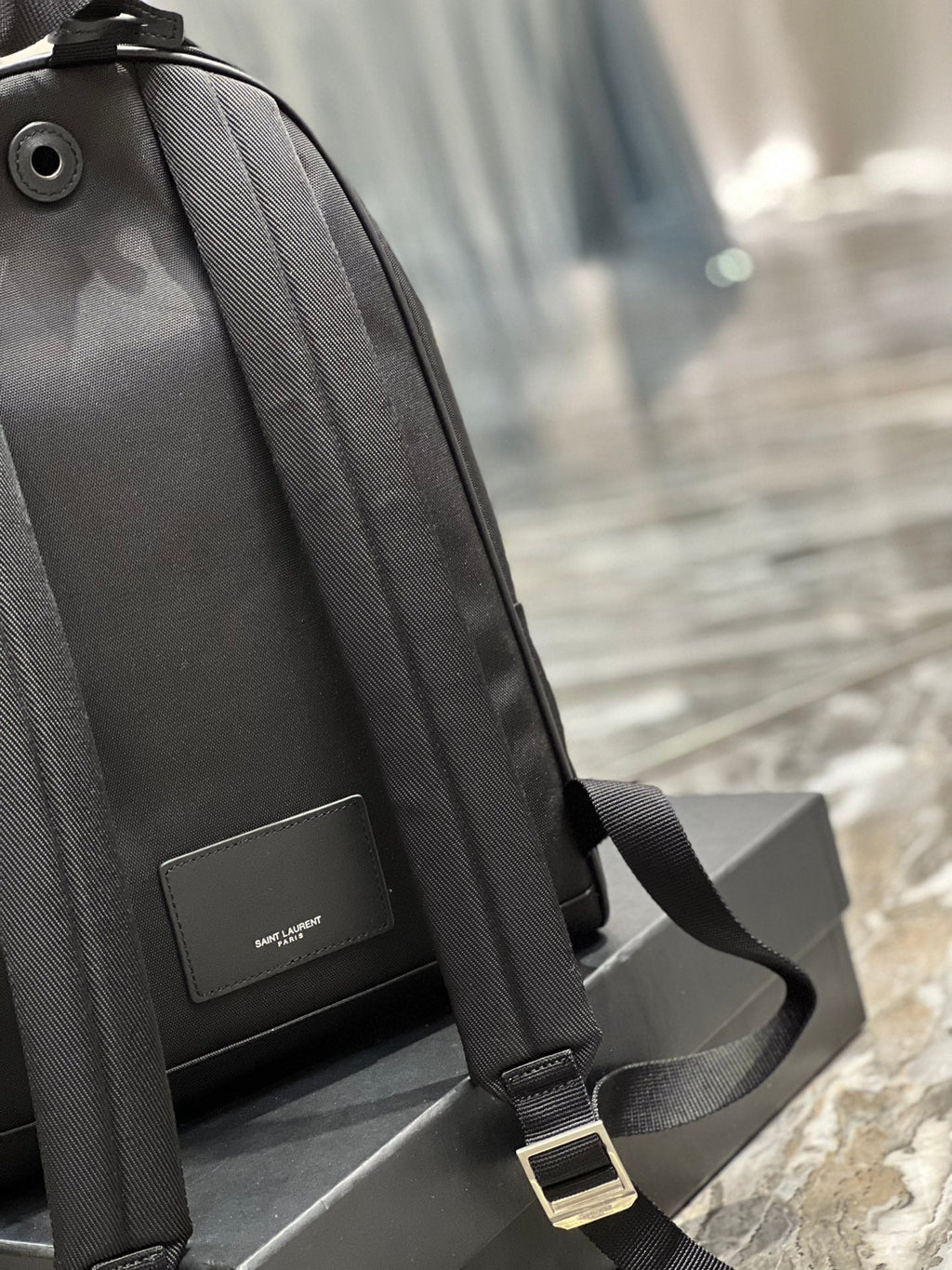 Top Quality City Backpack In Canvas Unisex For Women 13.8in/35cm Black YSL