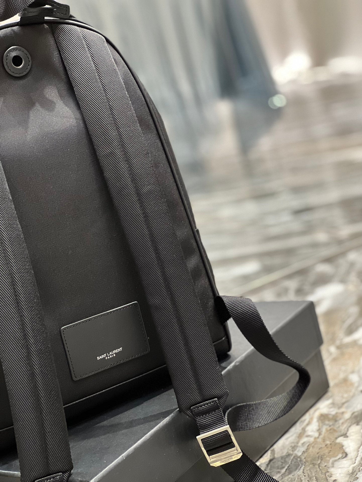 Top Quality City Backpack In Canvas Unisex For Women 13.8in/35cm Black YSL