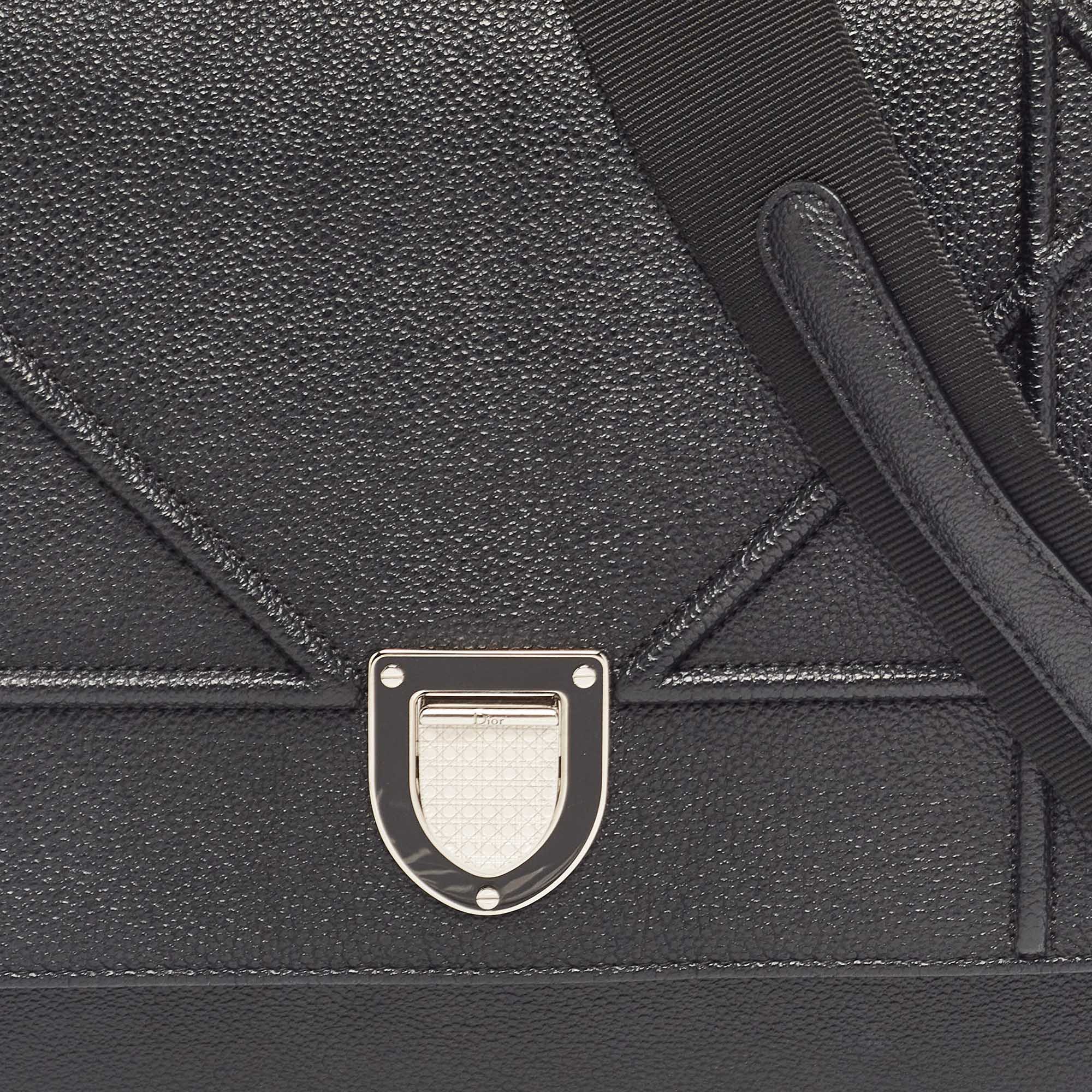 Dior Black Leather Diorama Chain Link Top Handle Bag..