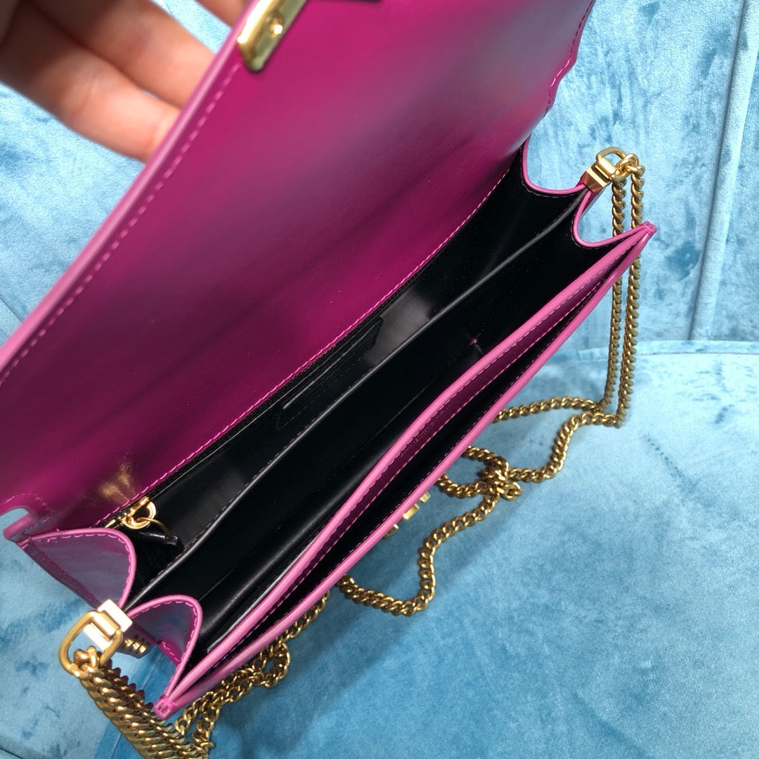 YSSL Cassandra Medium Chain BagÂ Dark Pink For Women 8.7in/22cm YSL
