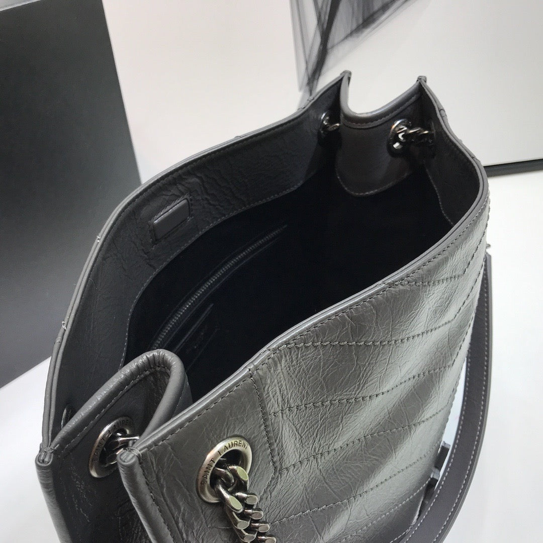YSSL Niki Medium Shopping Bag Gray For Women 12in/32cm YSL 577999