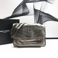 YSSL Niki Medium Chain Bag In Crinkled Â Silver For Women 11in/28cm YSLÂ 