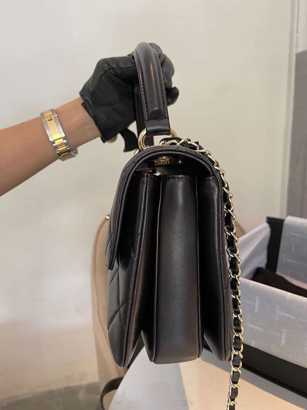 Chanel Classic Flap Bag Gold Toned Hardware Black 9.8in/25cm