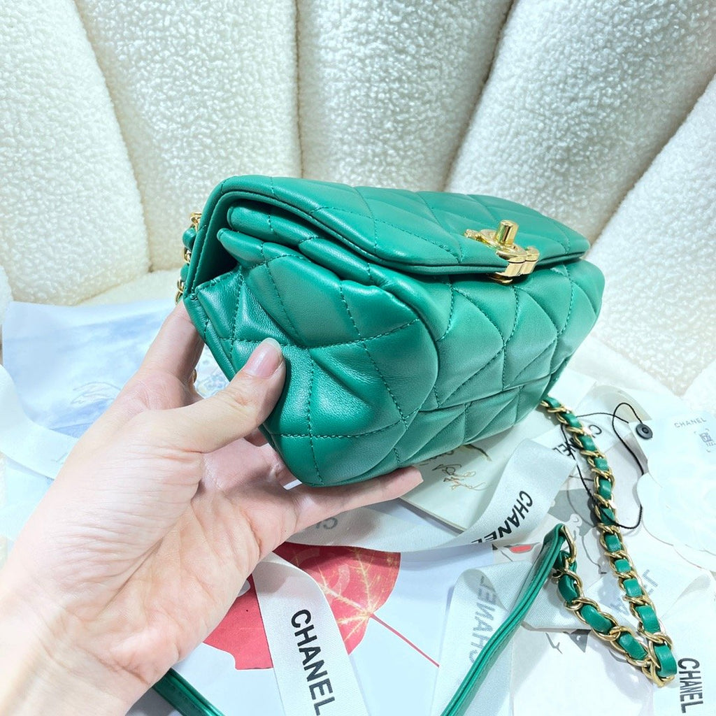 ChanelMini GlamIap Bag Gold Hardware Green For Women Handbags, Shoulder Bags 6.7in/17cm AS3365