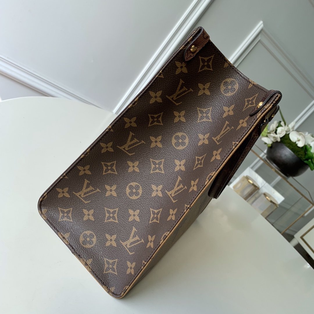 Louis Vuitton OnTheGo MM Monogram And Monogram Reverse Canvas For Women,  Shoulder Bags 13.8in/35cm Louis Vuitton M45321
