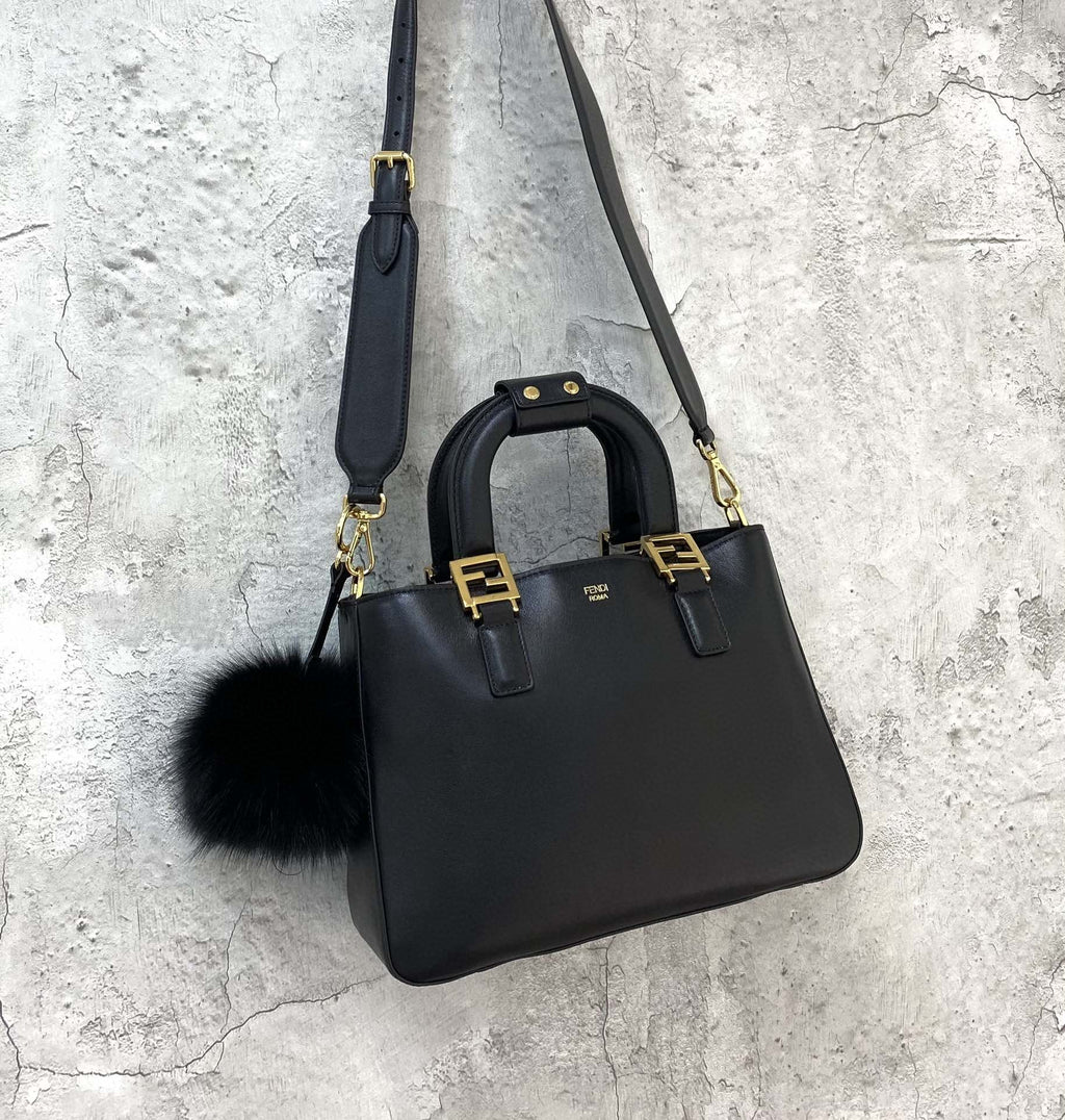 FI Small FF Tote Shoulder Black Bag For Woman 30cm/12in