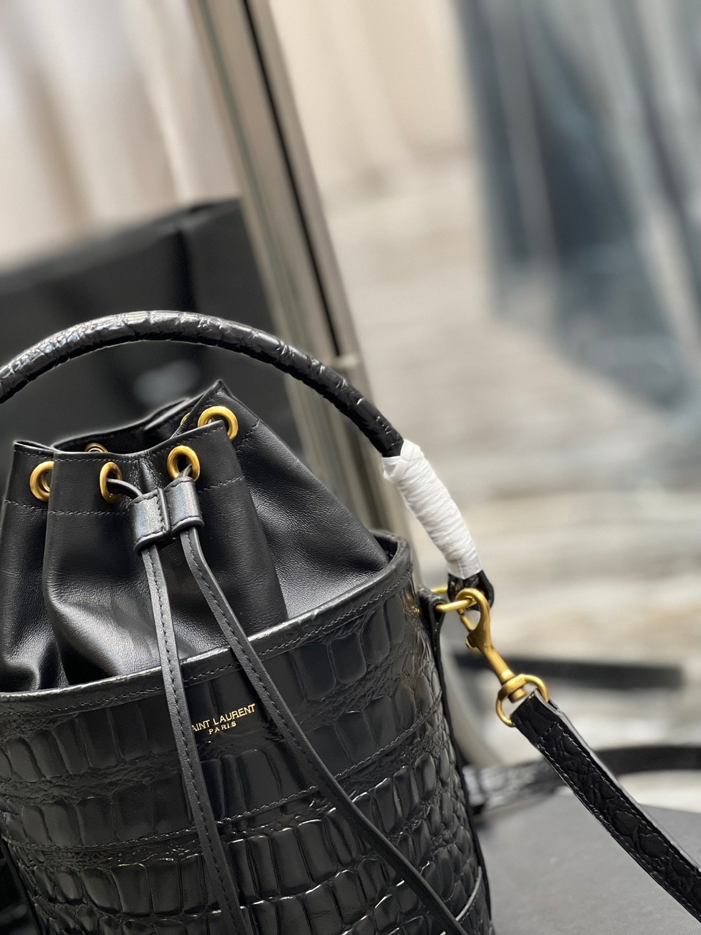 YSSL Bahia Small Bucket Bag Black For Women 10in/25cm YSL 6867332US3W1000