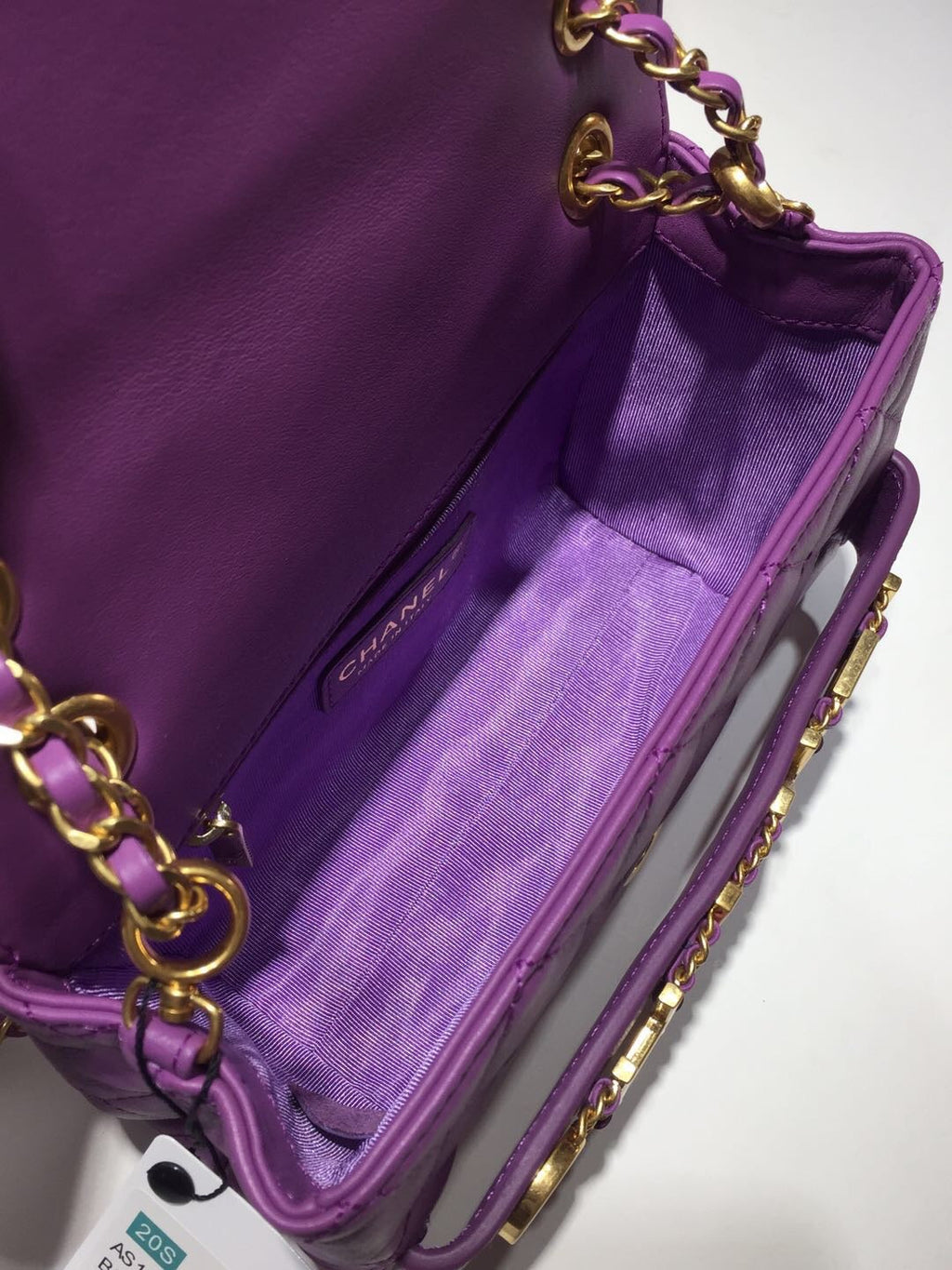 ChanelFront Logo Small GlamIap Bag Gold Hardware Purple For Women Handbags, Shoulder Bags 8.2in/21cm AS1490