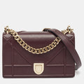 Burgundy Leather Small Diorama Shoulder Bag