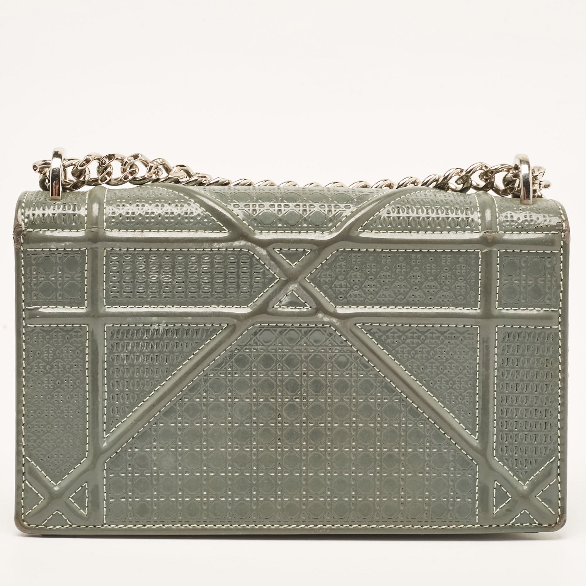 Dior Grey Micro Cannage  Leather Mini Diorama Shoulder Bag