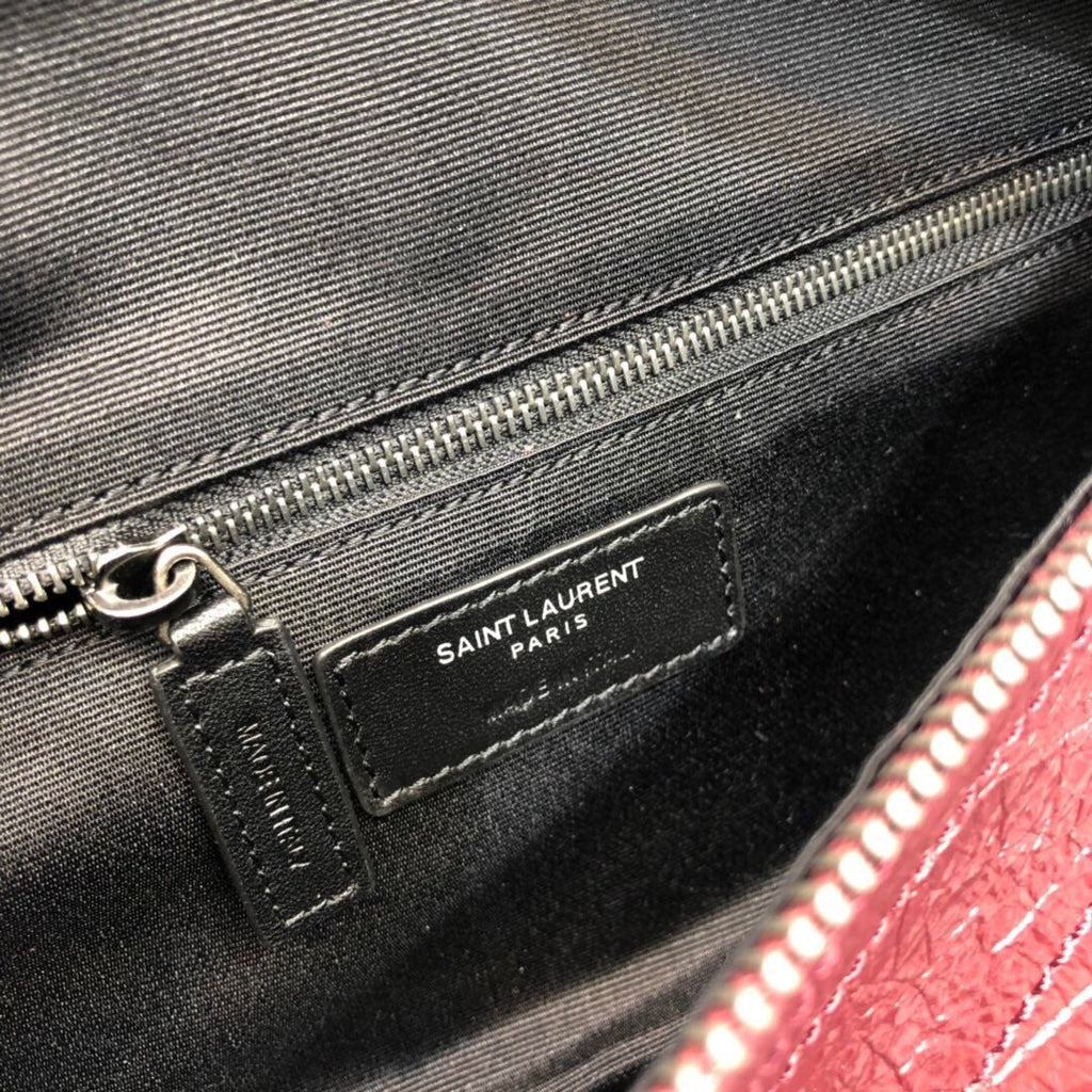 Niki MeGLAMIum Crinkled Shoulder Bag Burgundy For Women 11in/28cm YSL