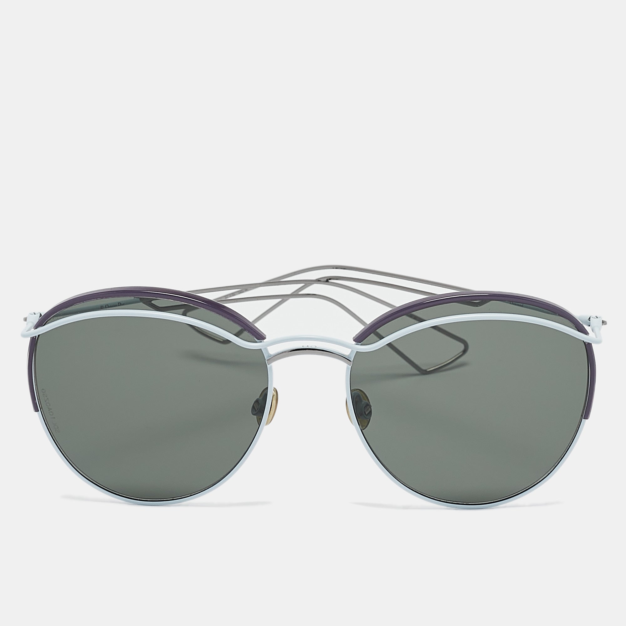 Dior Light Blue/purple Diorround Frame Aviator Sunglasses