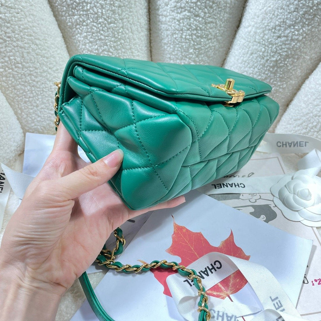 Chanel GlamIap Bag Gold Hardware Green For Women Handbags, Shoulder Bags 7.9in/20cm AS3366