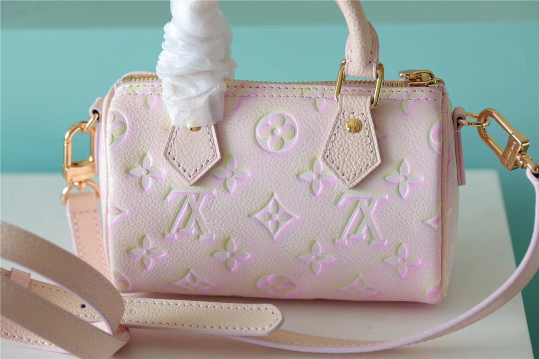 Louis Vuitton Nano Speedy Monogram Empreinte Pink For Women,  Shoulder And Crossbody Bags 16cm/6.3in Louis Vuitton M81508