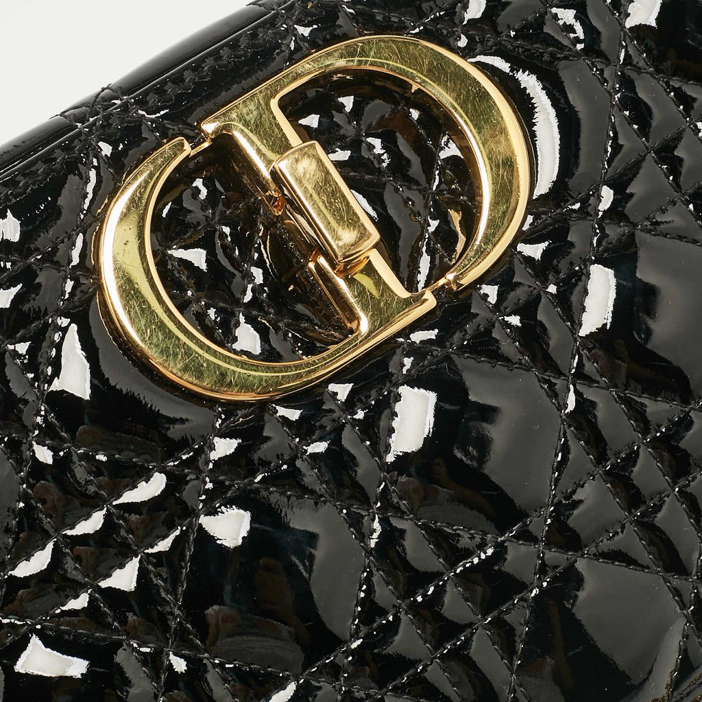 Dior Black Cannage  Leather Medium Caro Shoulder Bag