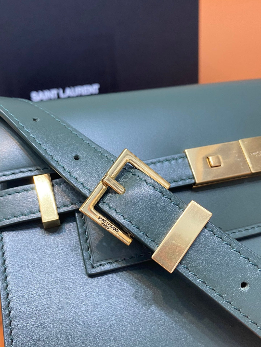YSSL Manhattan Small Shoulder Bag Dark Green For Women 9in/24cm YSL