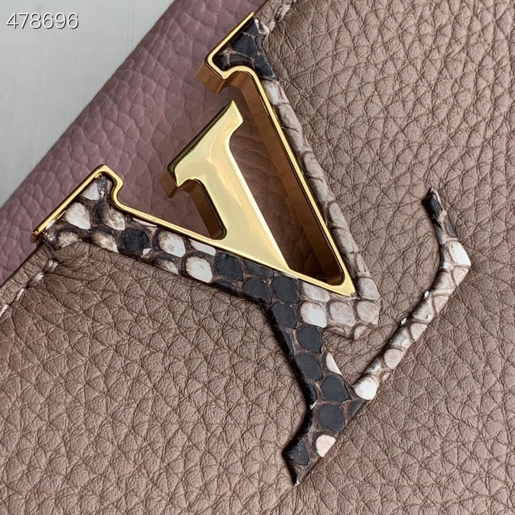 Louis Vuitton Capucines Taurillon And Python Taupe Brown/Eau De Rose Pink For Women,  Shoulder And Crossbody Bags 10.4in/27cm Louis Vuitton M57539