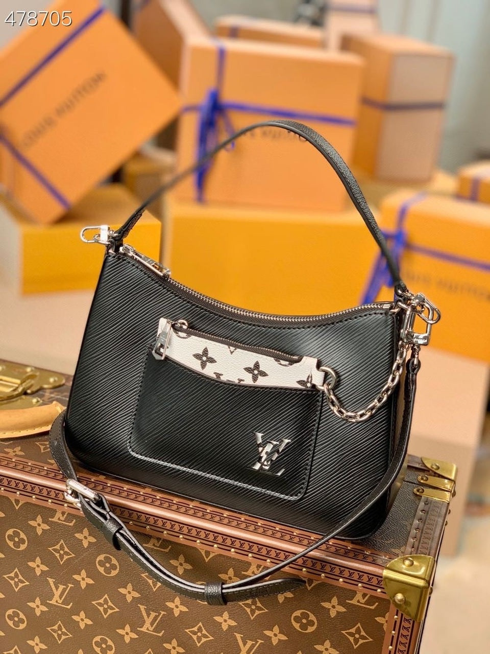Louis Vuitton Marelle Tote MM Epi Black For Women, Women’s Handbags, Shoulder And Crossbody Bags 11.8in/30cm Louis Vuitton M59954