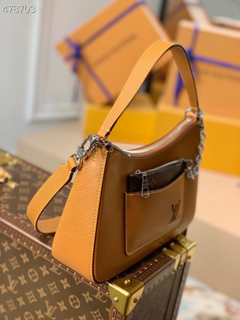 Louis Vuitton Marelle Tote MM Gold Miel Brown For Women,  Shoulder And Crossbody Bags 11.8in/30cm Louis Vuitton M59953