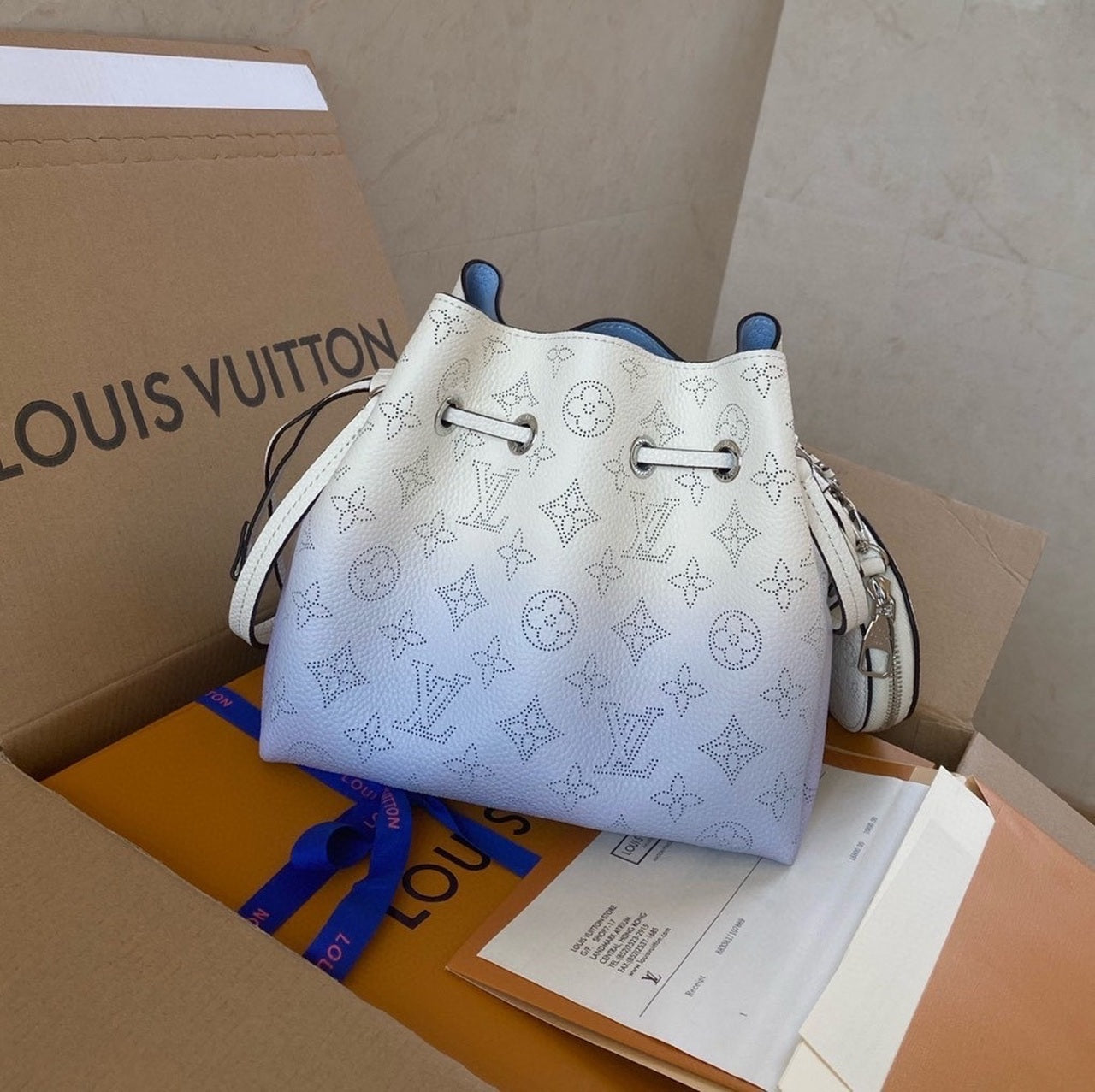 Louis Vuitton Bella Bucket Bag Light Blue For Women,  Shoulder And Crossbody Bags 7.5in/19cm Louis Vuitton M57856