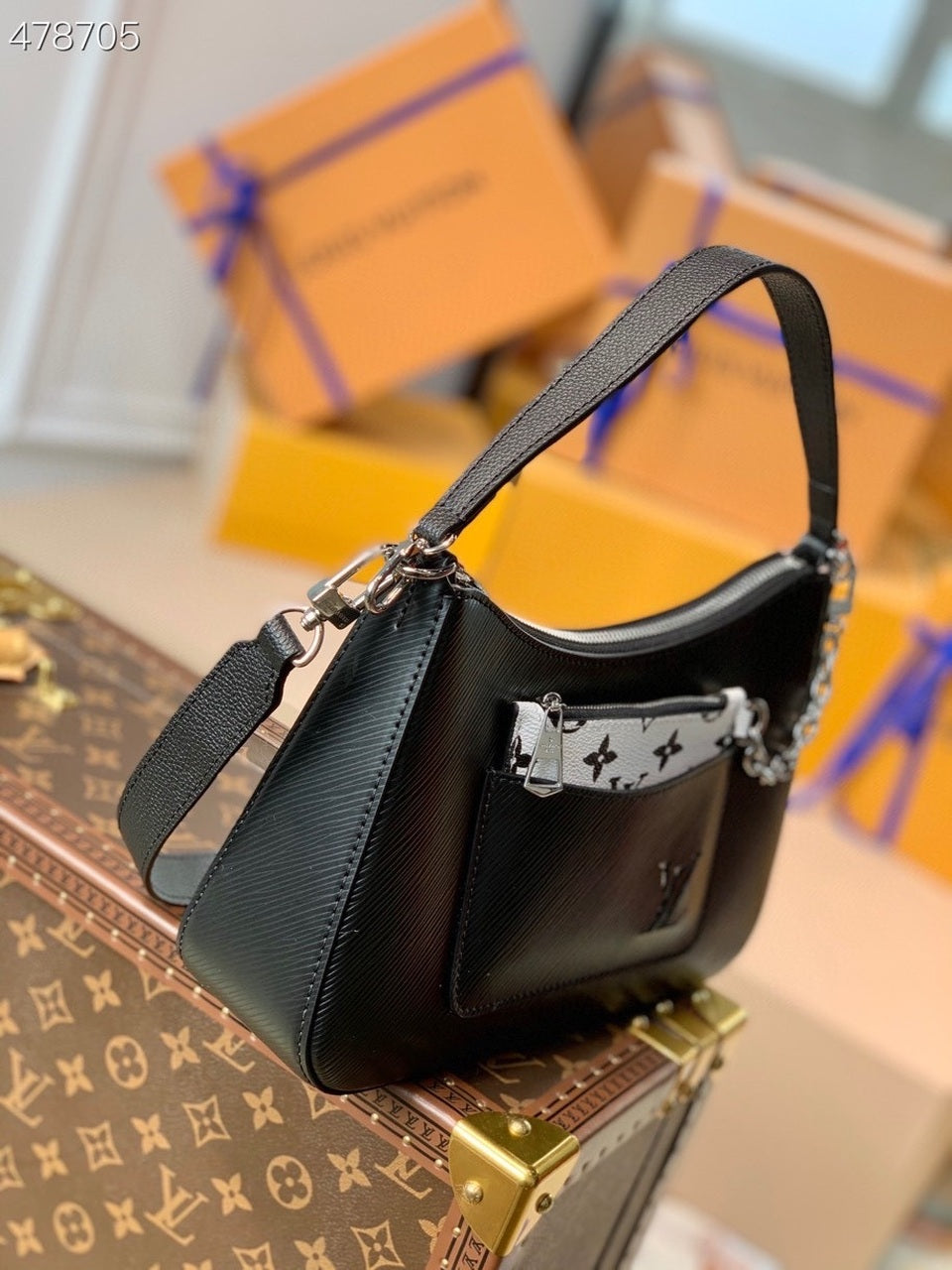 Louis Vuitton Marelle Tote MM Epi Black For Women, Women’s Handbags, Shoulder And Crossbody Bags 11.8in/30cm Louis Vuitton M59954
