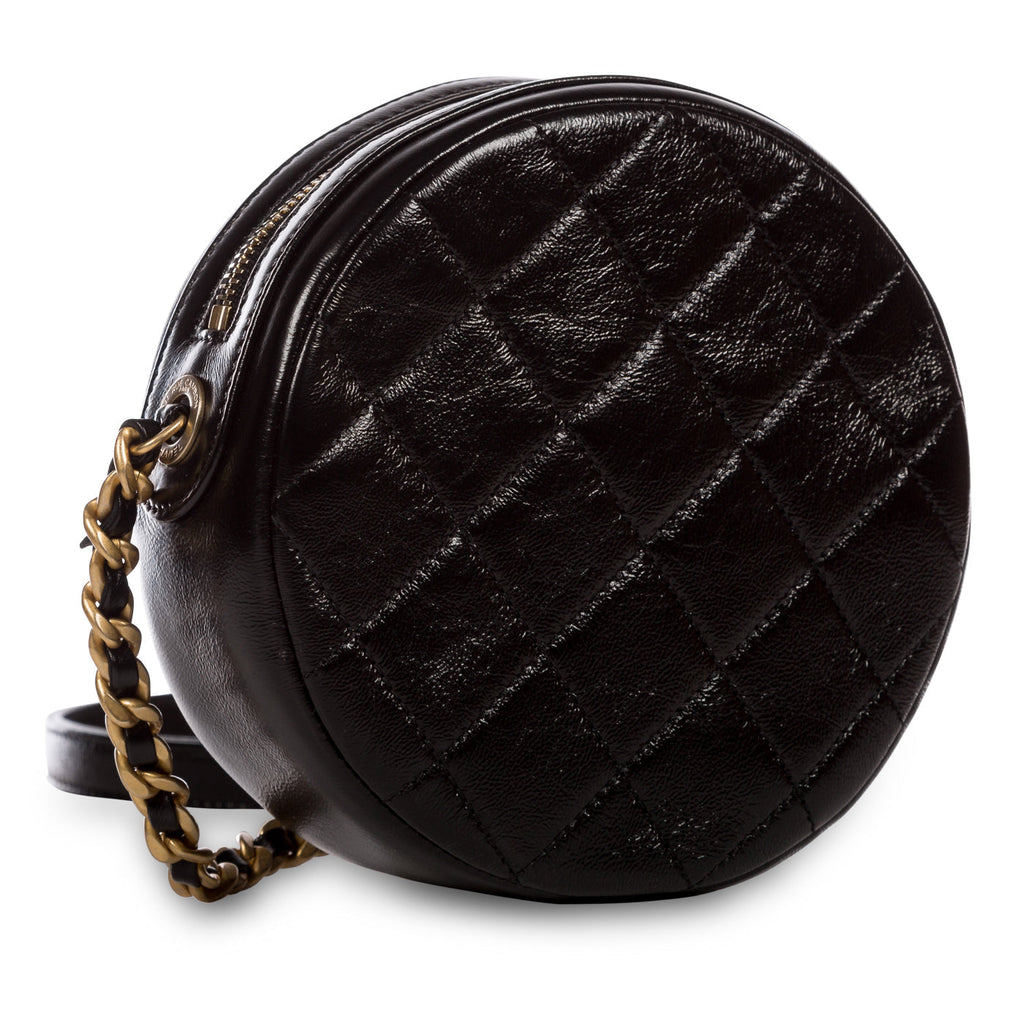 Glazed Lambskin Circular Crossbody