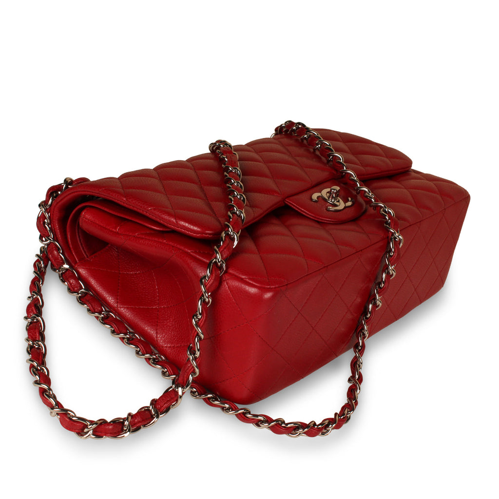 Classic Red Caviar Flap Bag - Jumbo