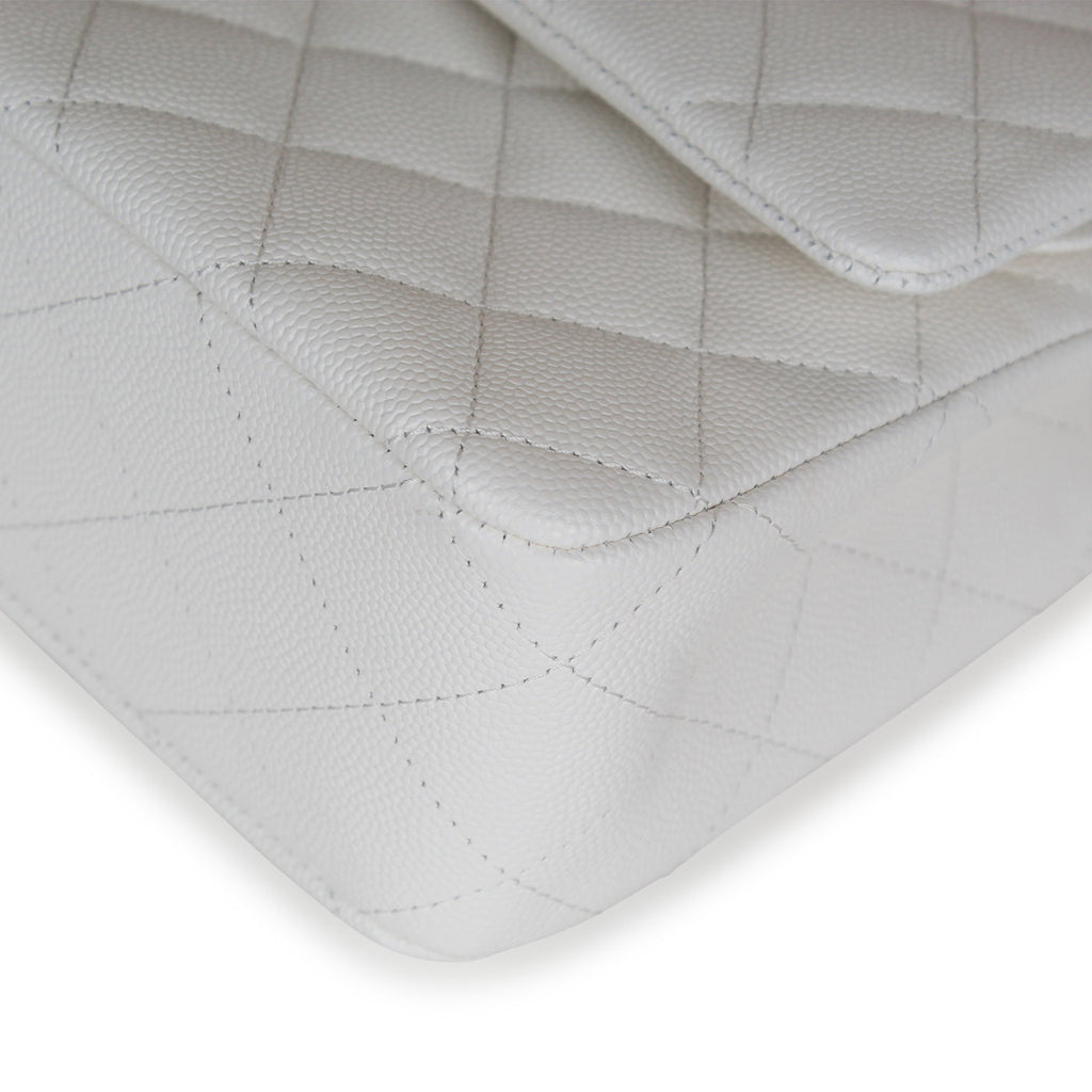 Classic Flap Bag - Small White Caviar