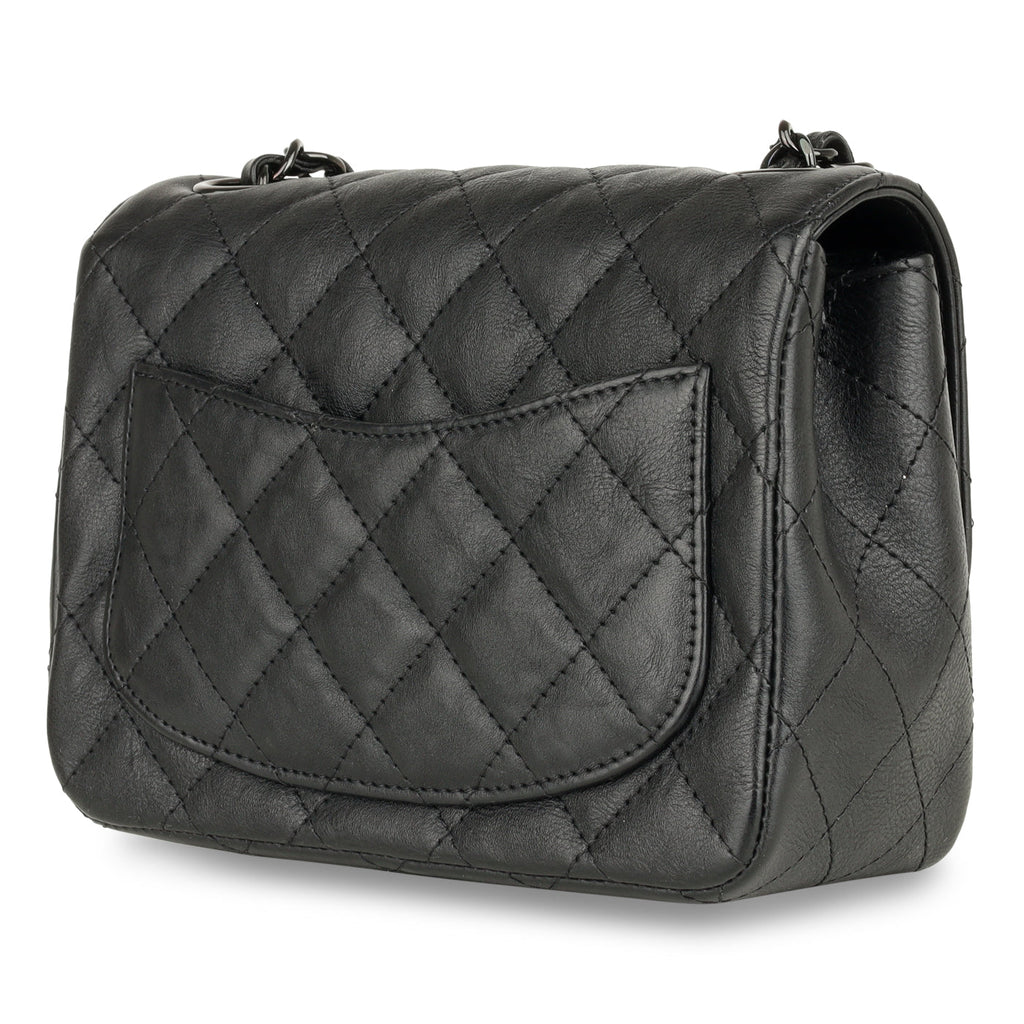 Mini Square Classic Flap - Black Calfskin