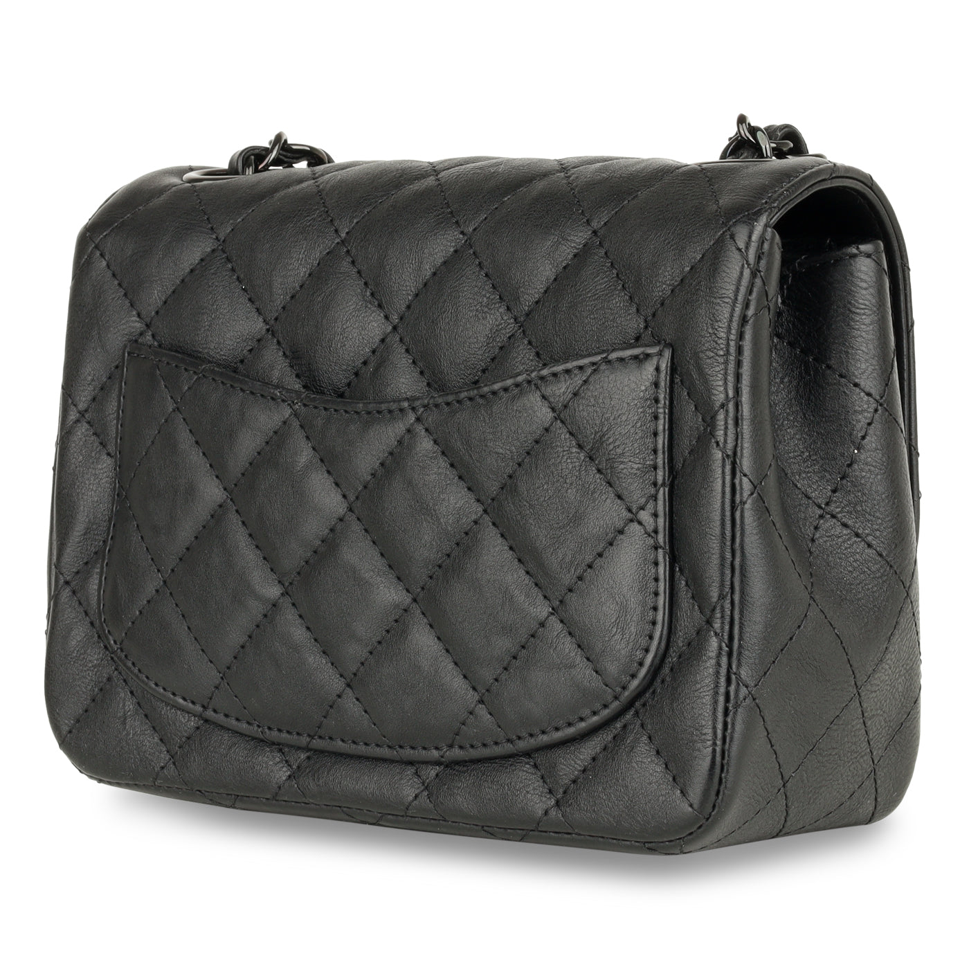 Mini Square Classic Flap - Black Calfskin