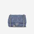 Denim Quilted Camellia Flap