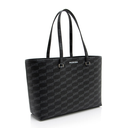 Balenciaga BB Monogram Canvas Signature E/W Medium Shopper Tote