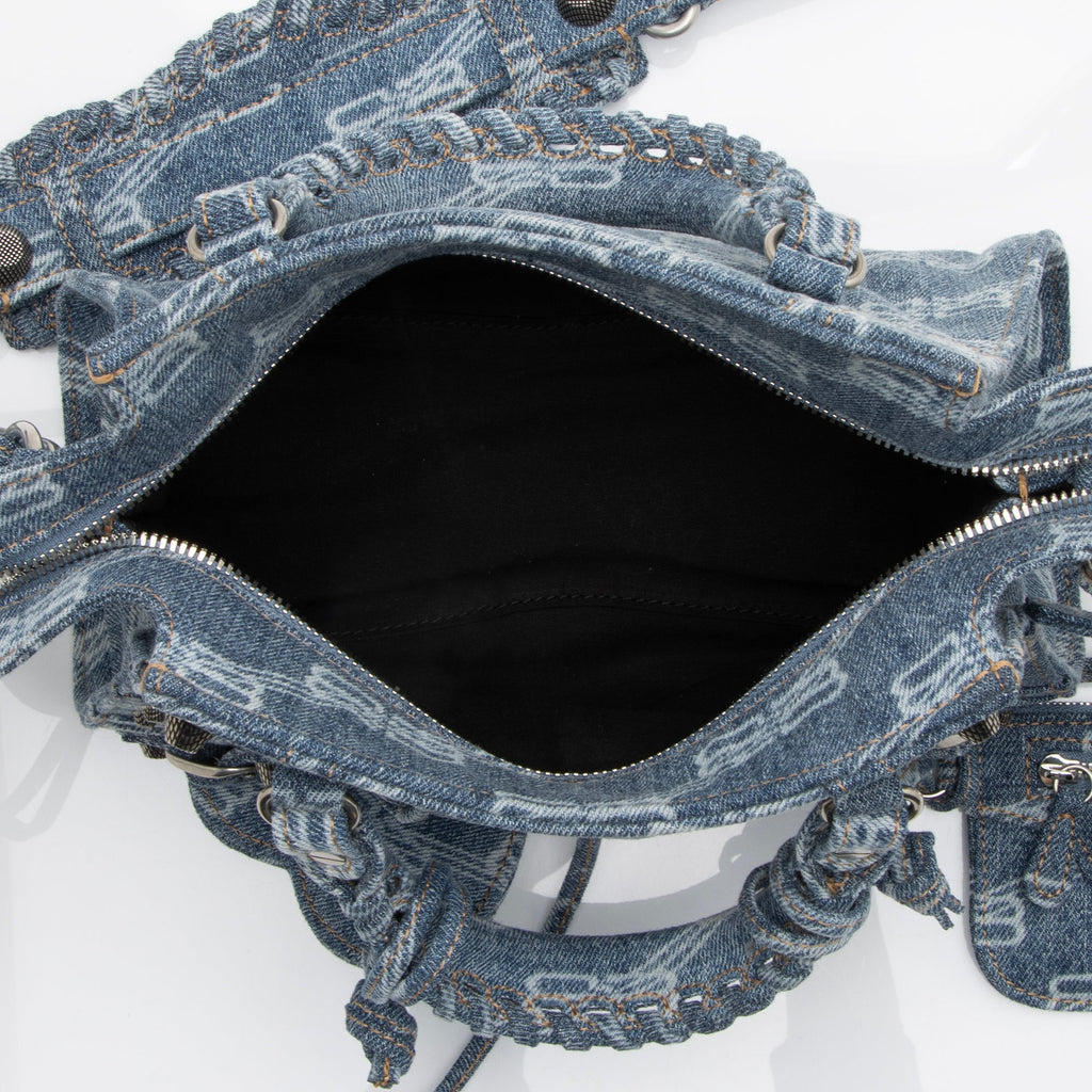 Balenciaga BB Monogram Denim Neo Cagole City XS Satchel (SHF-23464)