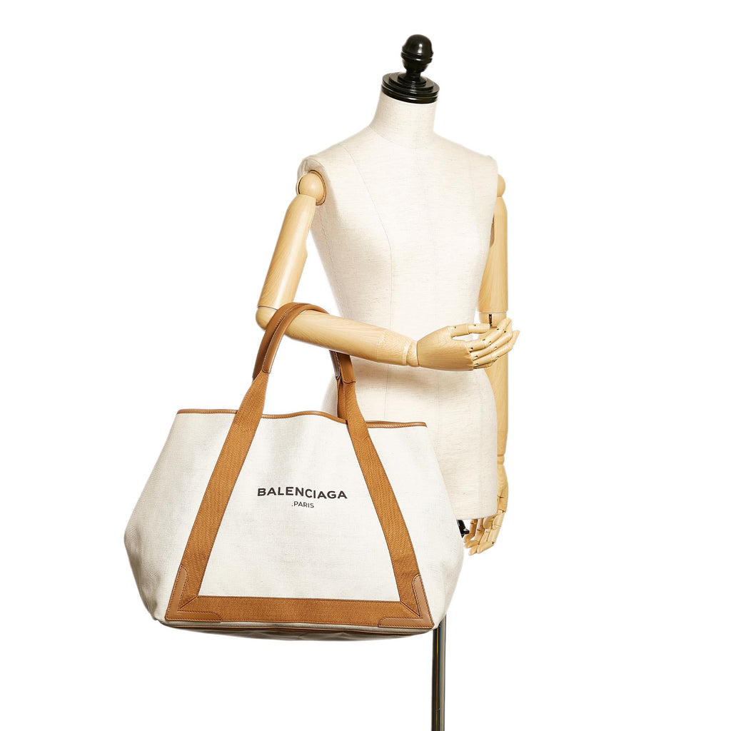 Balenciaga Navy Cabas Canvas Tote Bag (SHG-32636)