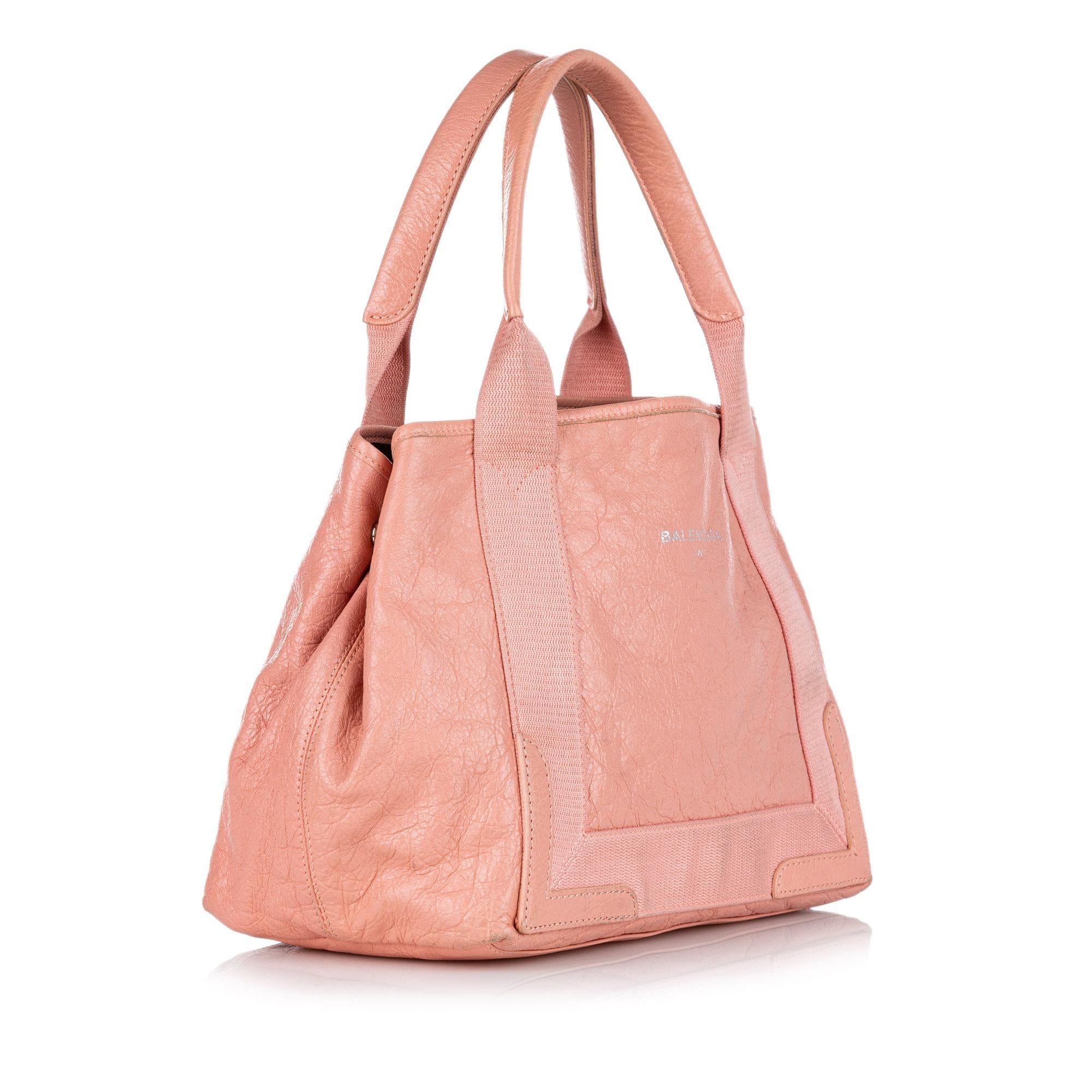 Balenciaga Navy Cabas S Leather Tote Bag (SHG-37888)