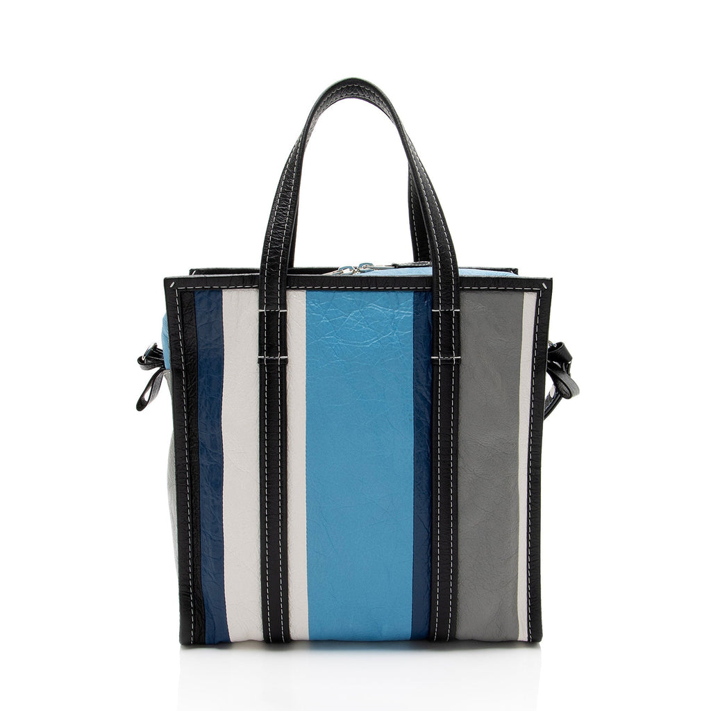 Balenciaga Striped Veau Arena Bazar Small Shopper Tote