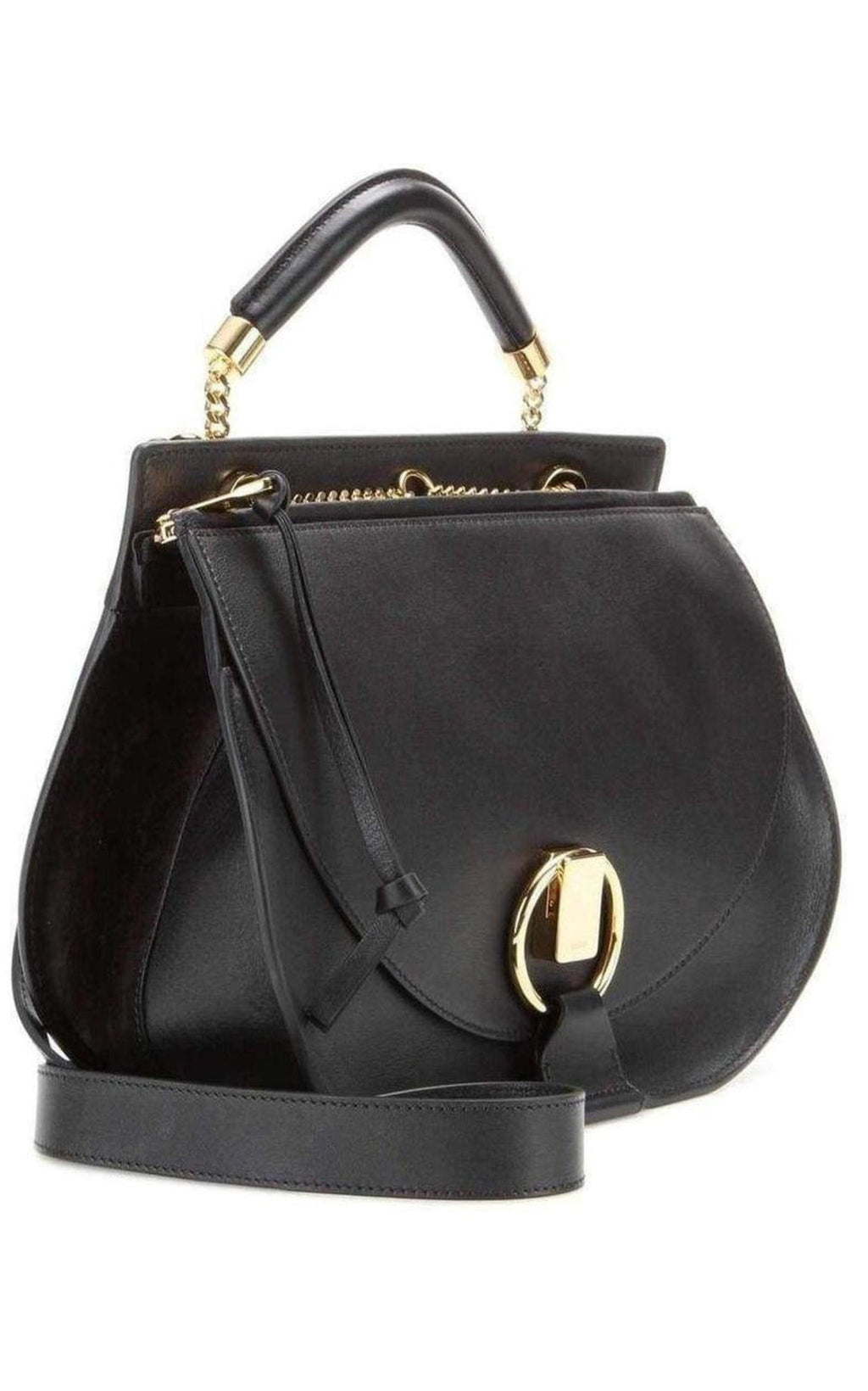 Black Leather Goldie Shoulder Bag