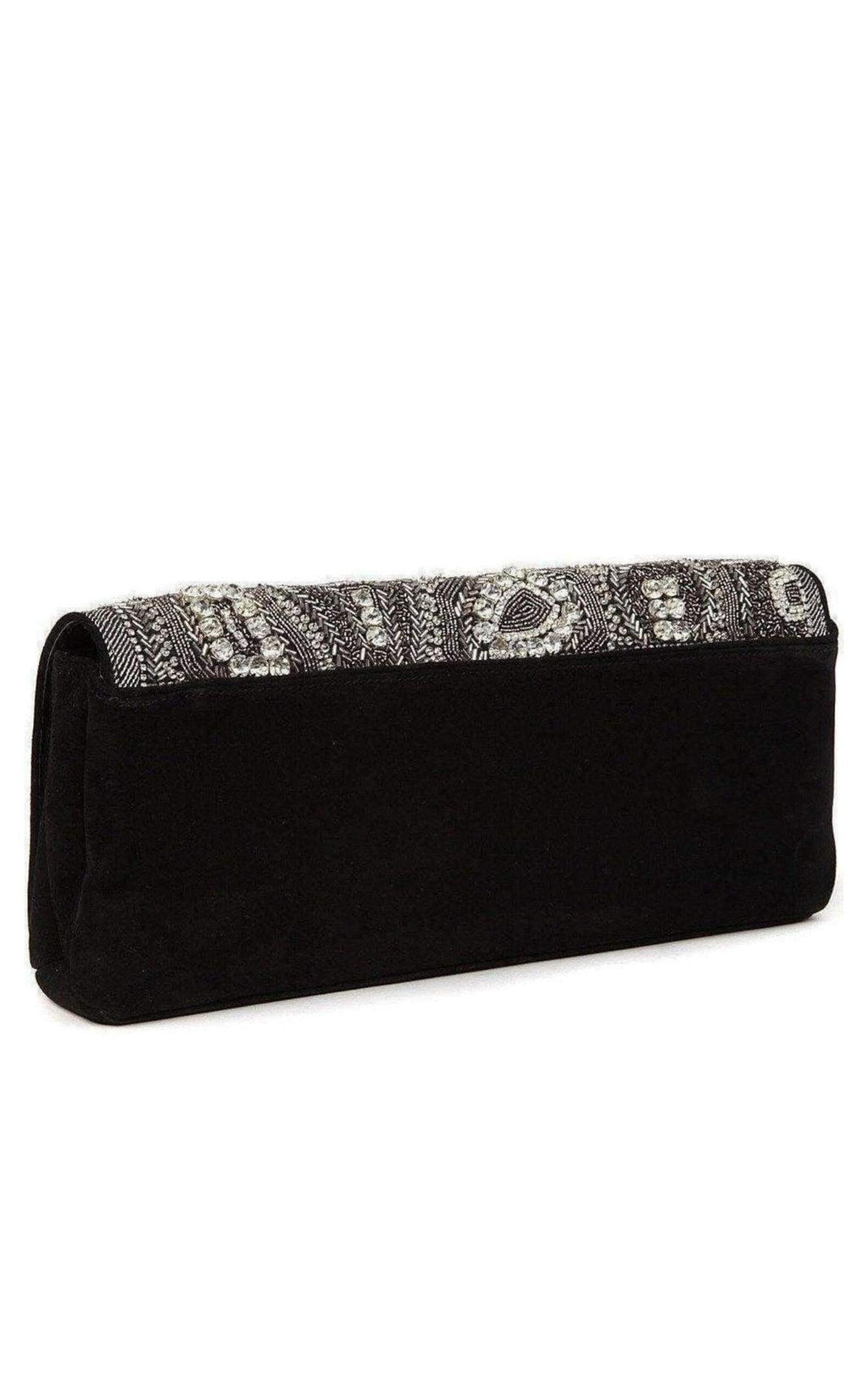 Black Nabuck Leather & Swarovski Crystal Clutch