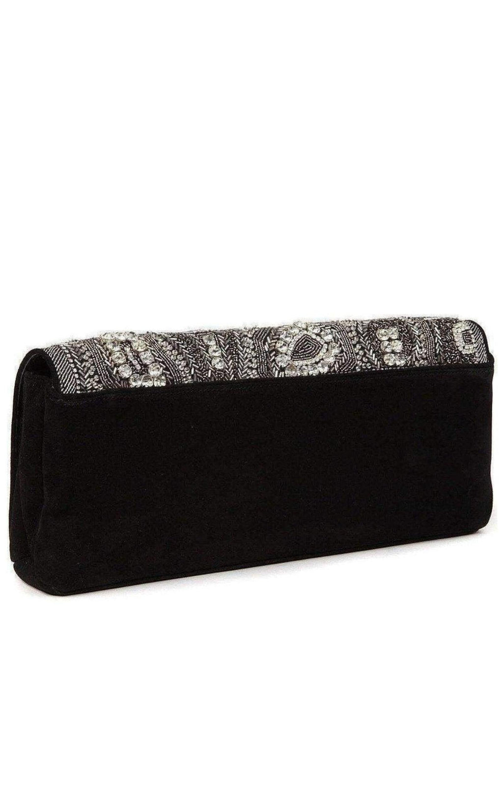 Black Nabuck Leather & Swarovski Crystal Clutch
