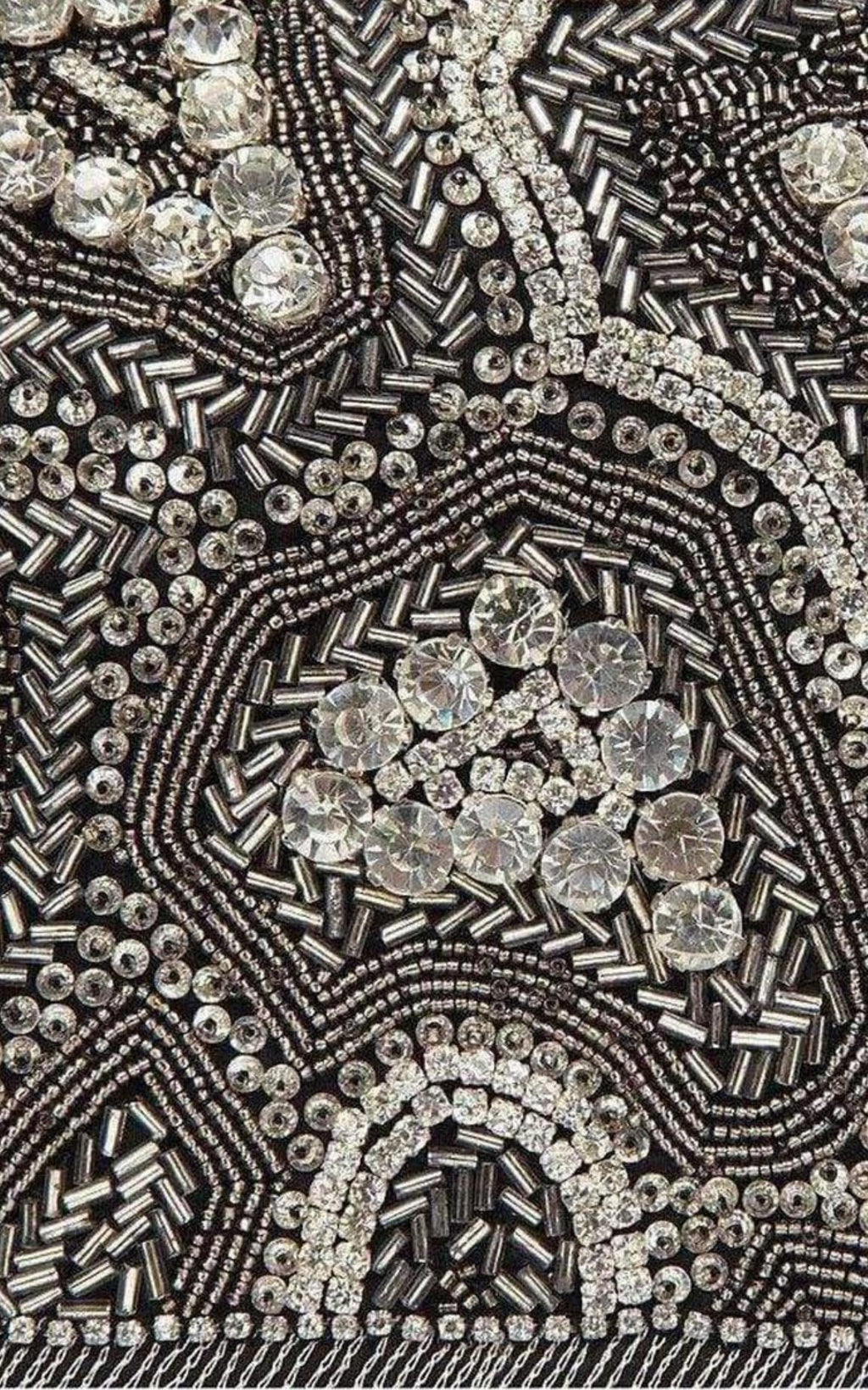 Black Nabuck Leather & Swarovski Crystal Clutch
