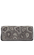 Black Nabuck Leather & Swarovski Crystal Clutch