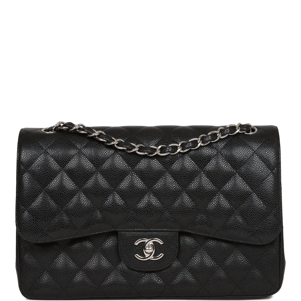 Pre-owned Chanel Jumbo Classic Double Flap Bag Black Caviar SiLouis Vuittoner Hardware