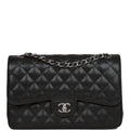 Pre-owned Chanel Jumbo Classic Double Flap Bag Black Caviar SiLouis Vuittoner Hardware